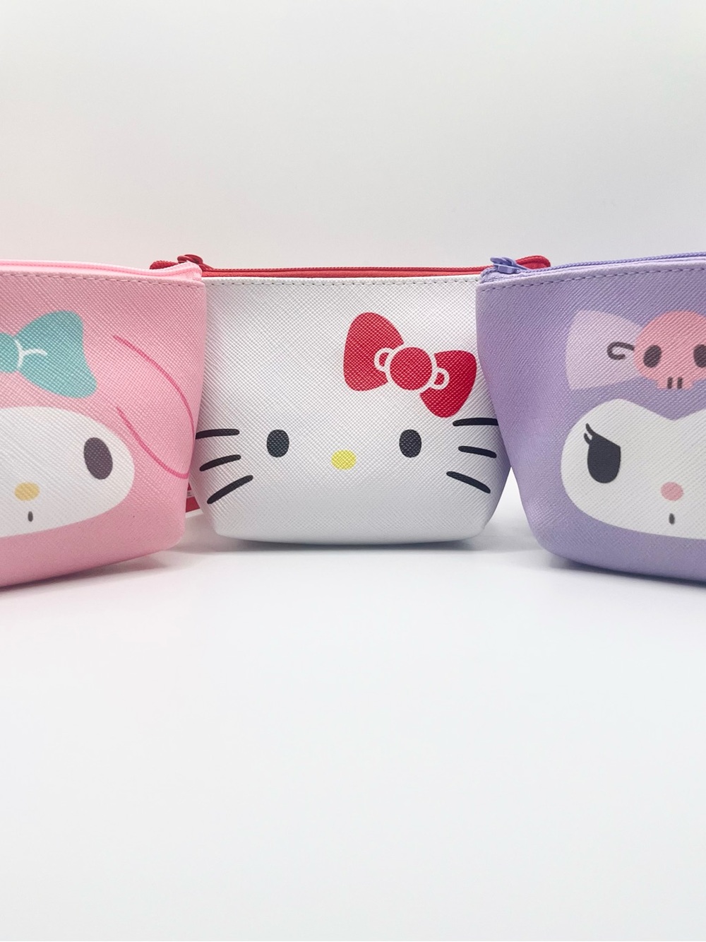 Sanrio My Melody, Hello Kitty and Kuromi Boat Face Mini Pouches Set of 3